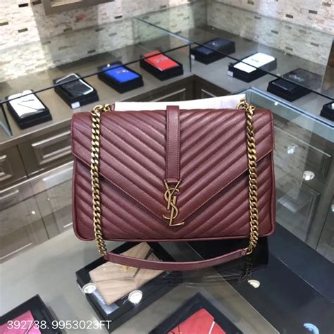 ysl tote burgundy|YSL small college bag.